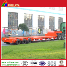 3 Axles 50-60tons Tire Leakage Truck Lowboy Lowbed Semi Trailer